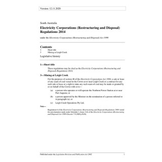 Electricity Corporations (Restructuring and Disposal) Regulations 2014