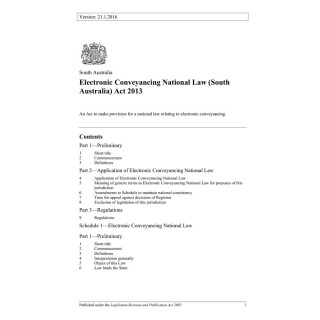 Electronic Conveyancing National Law (South Australia) Act 2013
