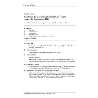 Electronic Conveyancing National Law (South Australia) Regulations 2016