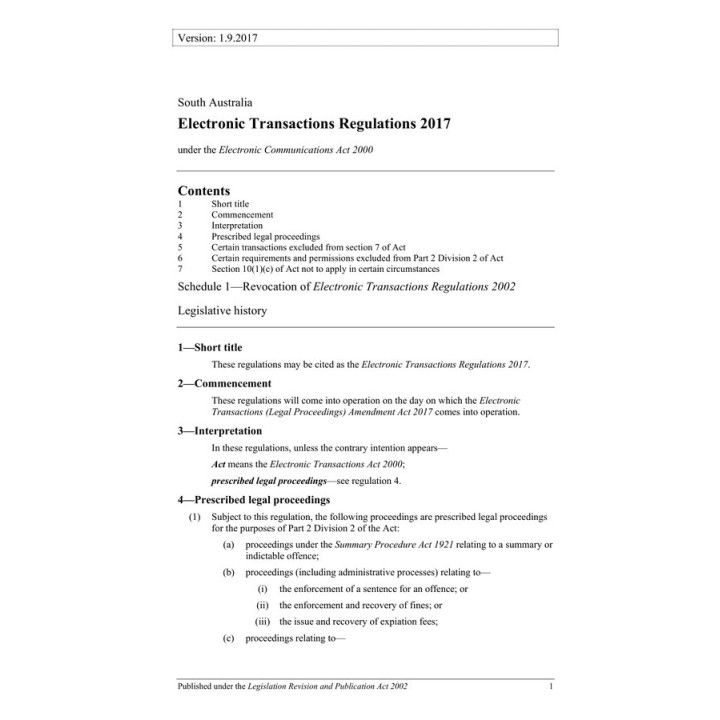 Electronic Transactions Regulations 2017
