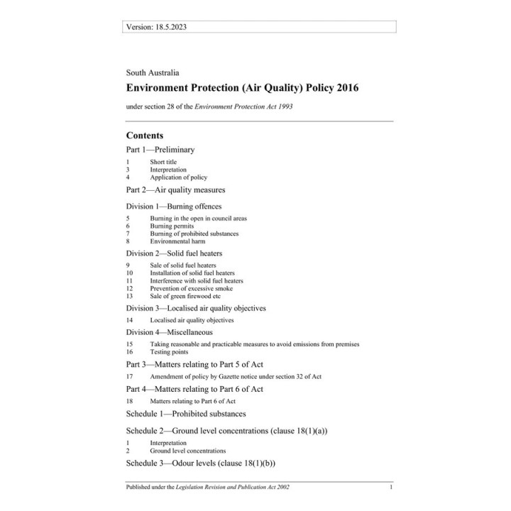 Environment Protection (Air Quality) Policy 2016
