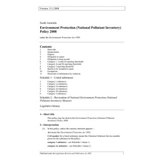Environment Protection (National Pollutant Inventory) Policy 2008