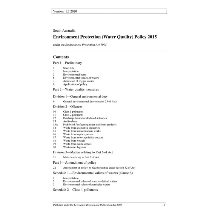 Environment Protection (Water Quality) Policy 2015