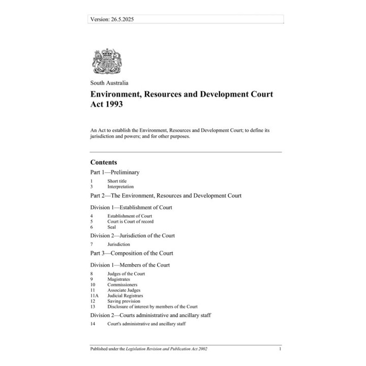 Environment, Resources and Development Court Act 1993
