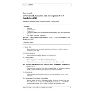 Environment, Resources and Development Court Regulations 2020