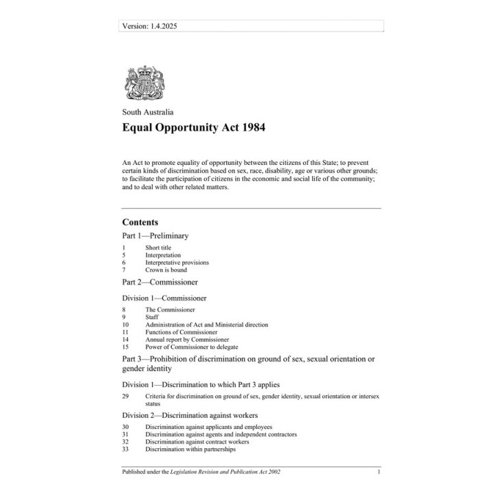 Equal Opportunity Act 1984