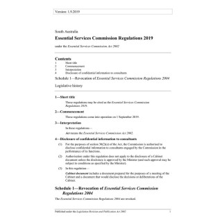 Essential Services Commission Regulations 2019