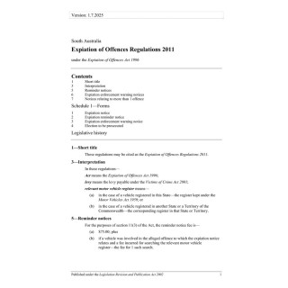 Expiation of Offences Regulations 2011