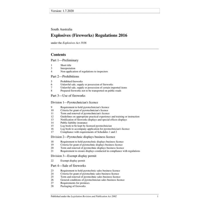 Explosives (Fireworks) Regulations 2016