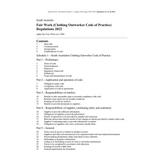 Fair Work (Clothing Outworker Code of Practice) Regulations 2022
