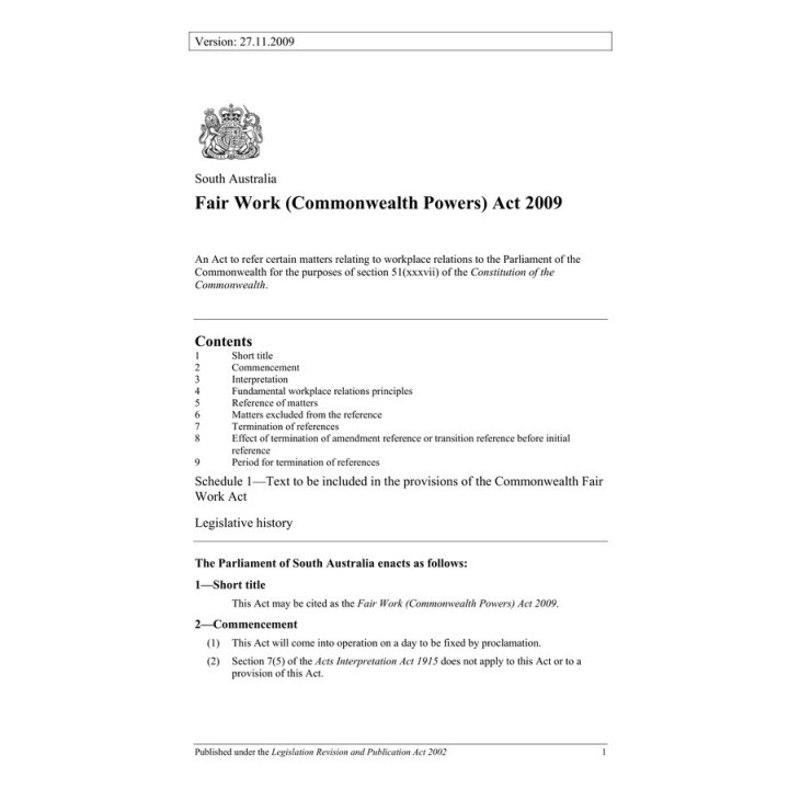 Fair Work (Commonwealth Powers) Act 2009