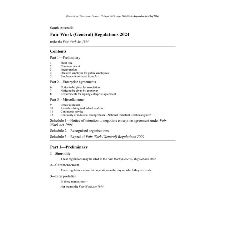 Fair Work (General) Regulations 2024