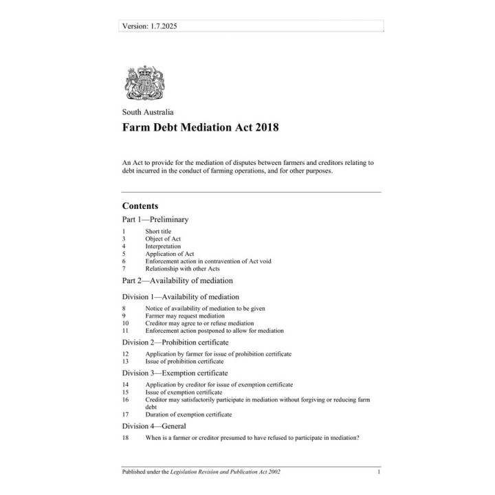 Farm Debt Mediation Act 2018