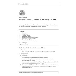Financial Sector (Transfer of Business) Act 1999