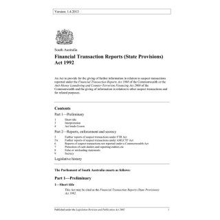 Financial Transaction Reports (State Provisions) Act 1992
