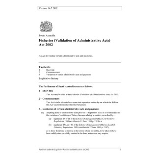 Fisheries (Validation of Administrative Acts) Act 2002