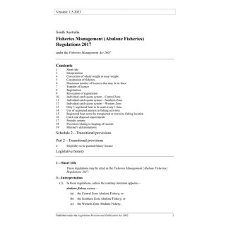 Fisheries Management (Abalone Fisheries) Regulations 2017