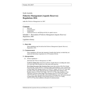 Fisheries Management (Aquatic Reserves) Regulations 2016