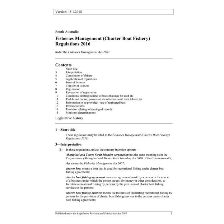 Fisheries Management (Charter Boat Fishery) Regulations 2016