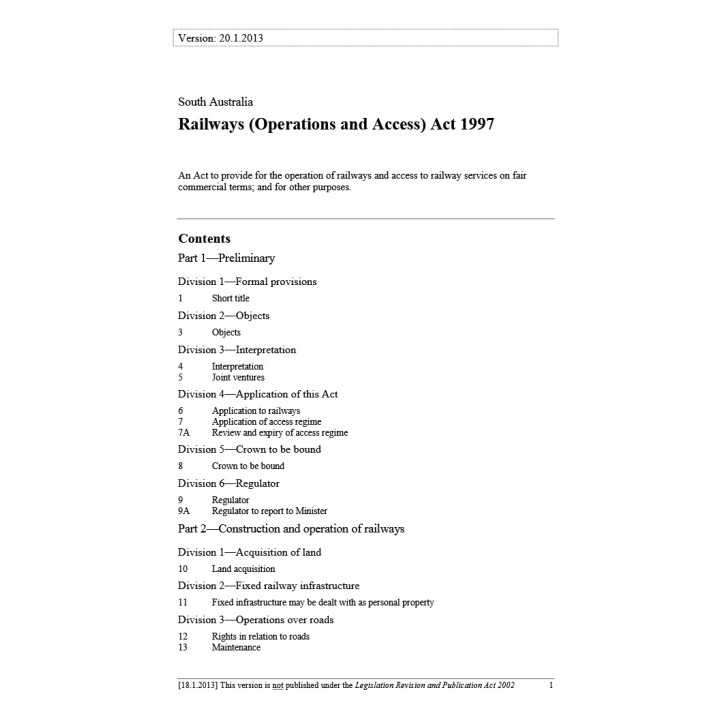 Railways (Operations and Access) Act 1997