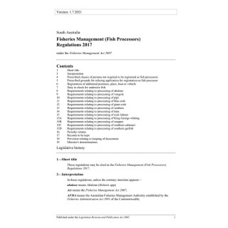 Fisheries Management (Fish Processors) Regulations 2017