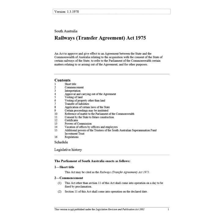 Railways (Transfer Agreement) Act 1975