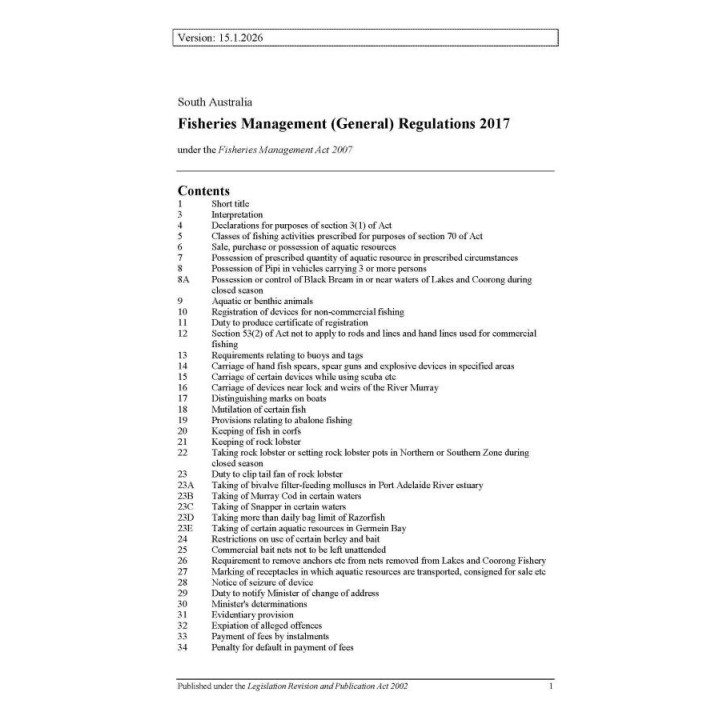 Fisheries Management (General) Regulations 2017