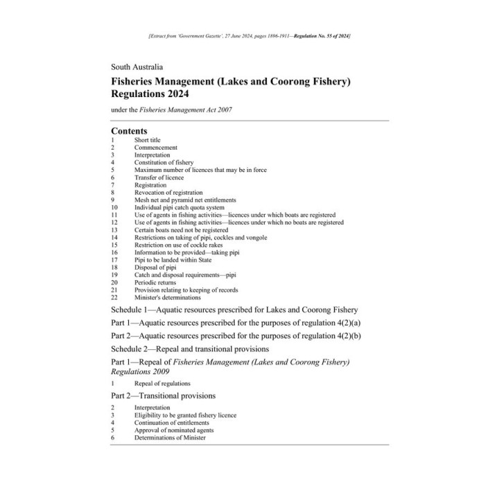 Fisheries Management (Lakes and Coorong Fishery) Regulations 2024