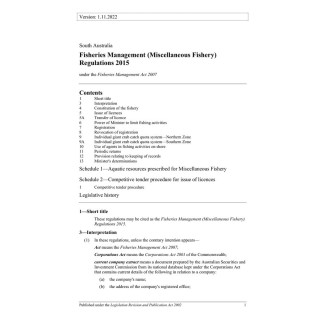 Fisheries Management (Miscellaneous Fishery) Regulations 2015