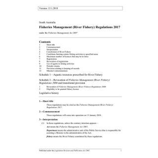 Fisheries Management (River Fishery) Regulations 2017