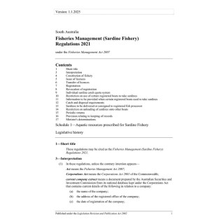 Fisheries Management (Sardine Fishery) Regulations 2021