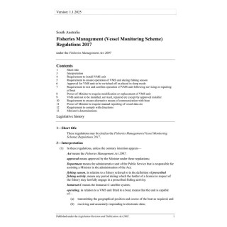 Fisheries Management (Vessel Monitoring Scheme) Regulations 2017