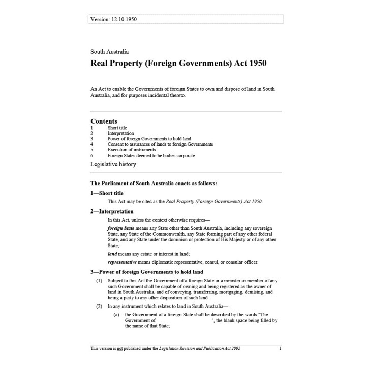 Real Property (Foreign Governments) Act 1950