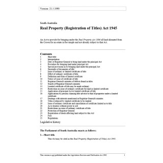 Real Property (Registration of Titles) Act 1945
