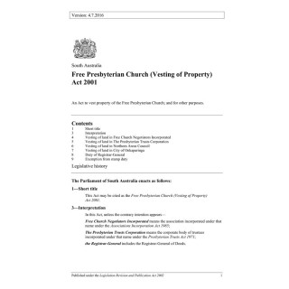 Free Presbyterian Church (Vesting of Property) Act 2001