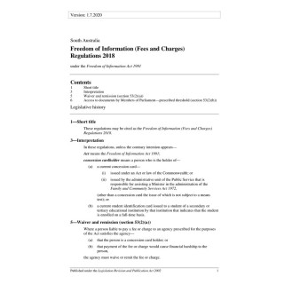 Freedom of Information (Fees and Charges) Regulations 2018