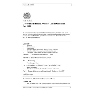 Government House Precinct Land Dedication Act 2016