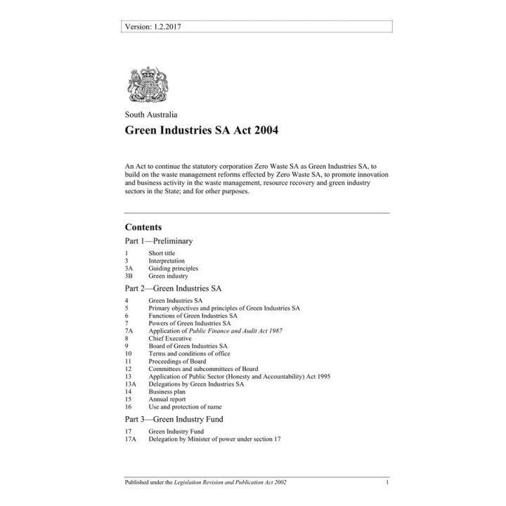 Green Industries SA Act 2004