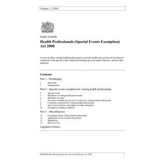 Health Professionals (Special Events Exemption) Act 2000