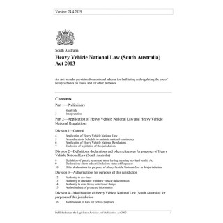 Heavy Vehicle National Law (South Australia) Act 2013