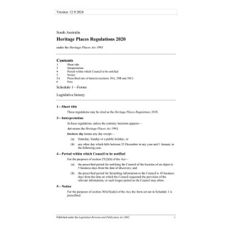 Heritage Places Regulations 2020