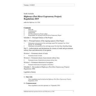 Highways (Port River Expressway Project) Regulations 2019