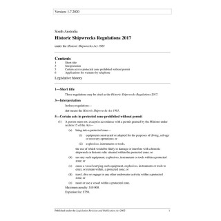 Historic Shipwrecks Regulations 2017