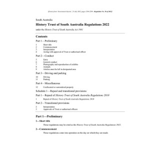 History Trust of South Australia Regulations 2022