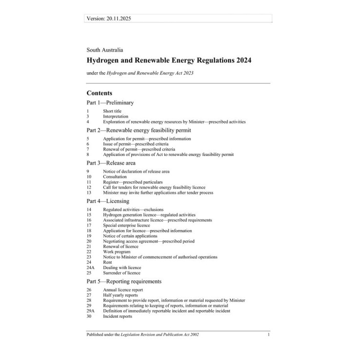 Hydrogen and Renewable Energy Regulations 2024