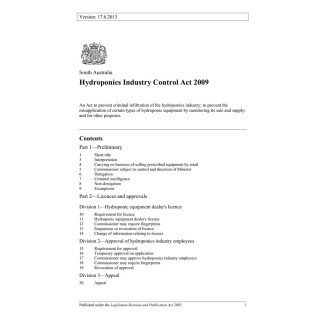 Hydroponics Industry Control Act 2009
