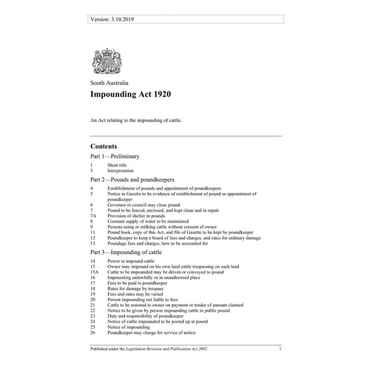 Impounding Act 1920
