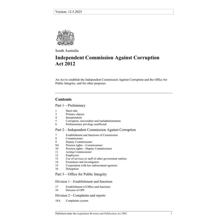 Independent Commission Against Corruption Act 2012