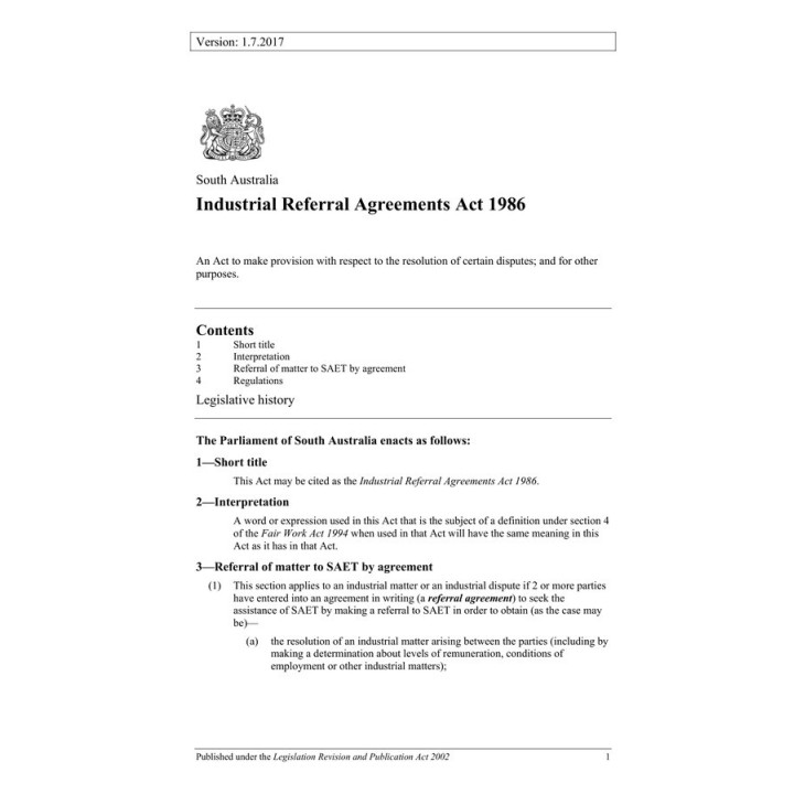 Industrial Referral Agreements Act 1986