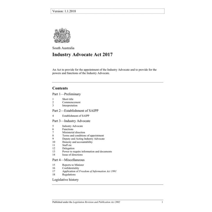Industry Advocate Act 2017
